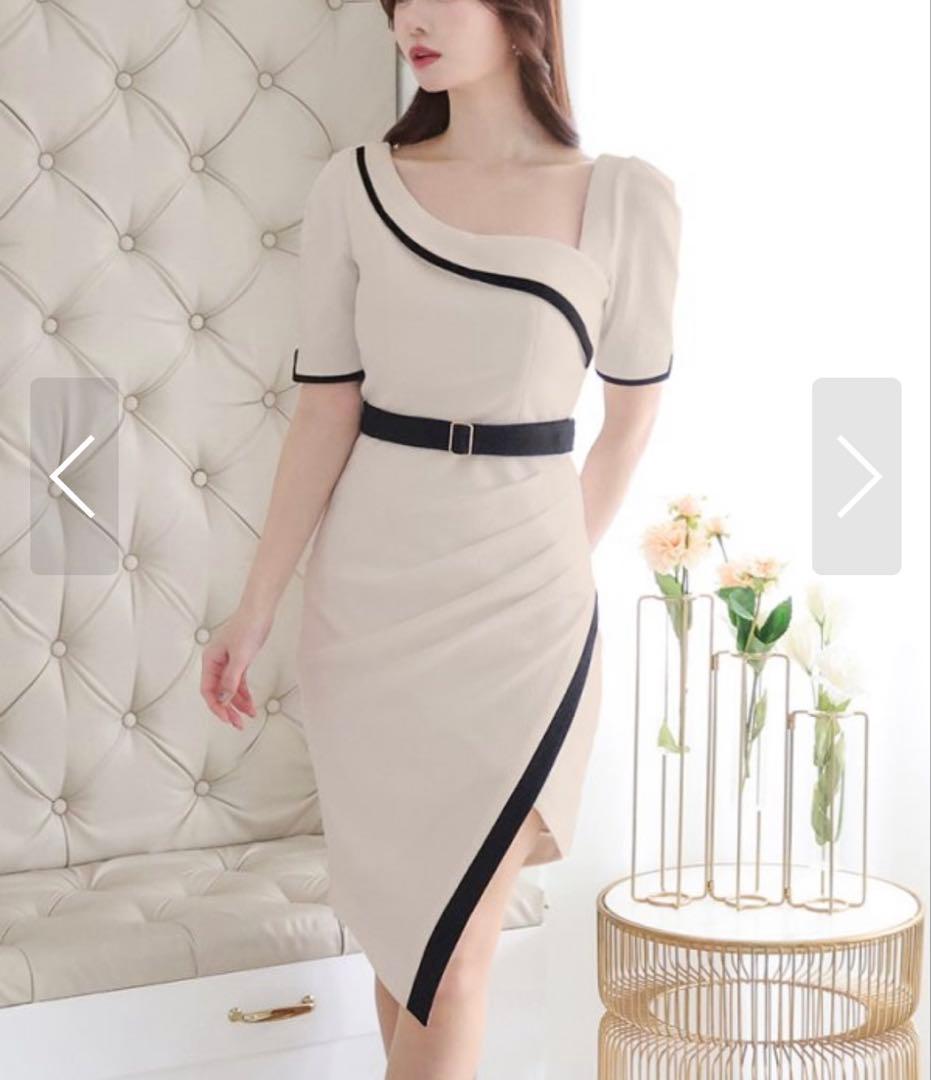 ジャンマクレーン アシメントリー 膝丈 ドレス