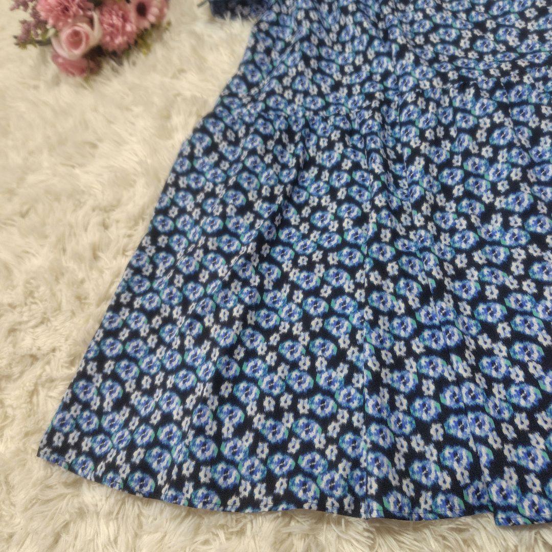 【極美品♡2024】ボールジィ　ブルリーフラワープリントクルーネックワンピース