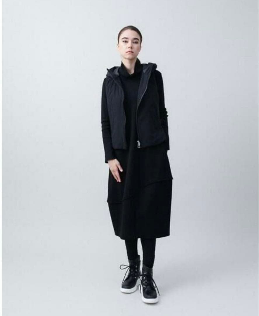 TRUNK トランクヒロココシノ　ジャージー切り替えバルーンロングワンピース