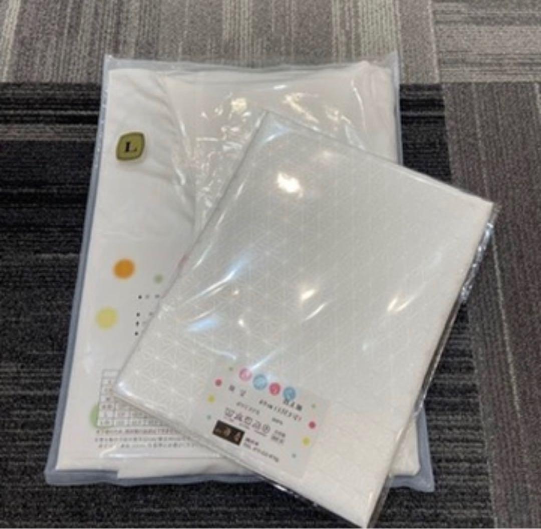 【替袖付き】衿秀 き楽っく長襦袢 袷用　Lサイズ/替袖【麻の葉小】/衿芯セット