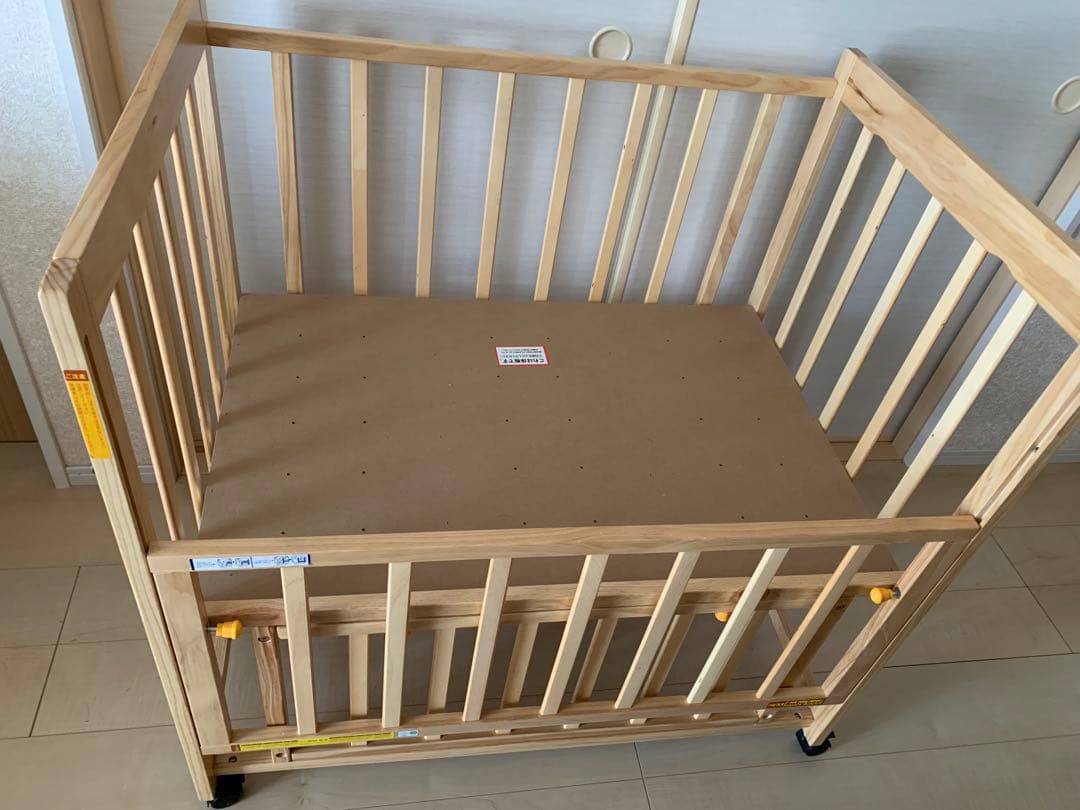 ヤトミ 西松屋 キャスター付きミニベビーベッド 説明書付き 90×60 敷布団付