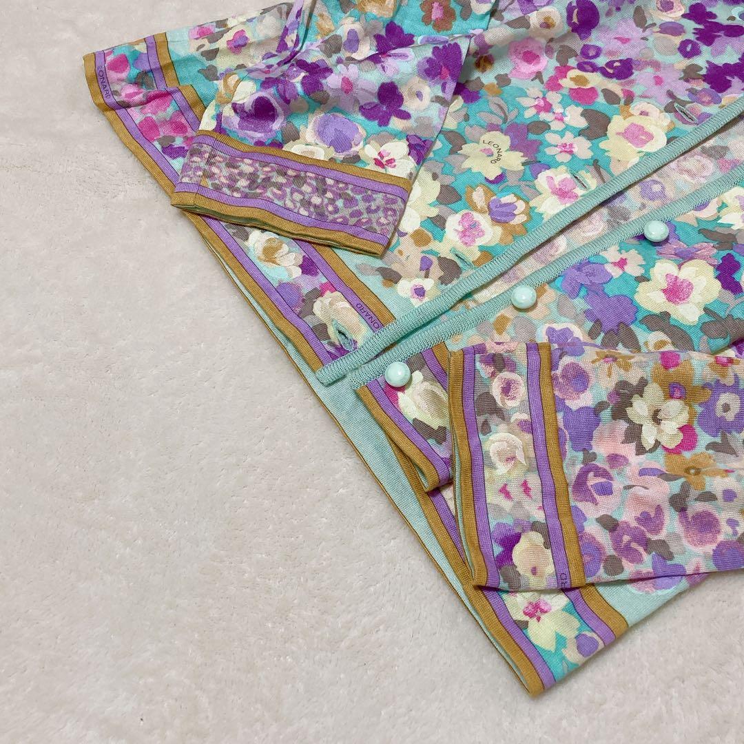 【新品】タグ付き LEONARD レオナール ファー付き カーディガン シルク