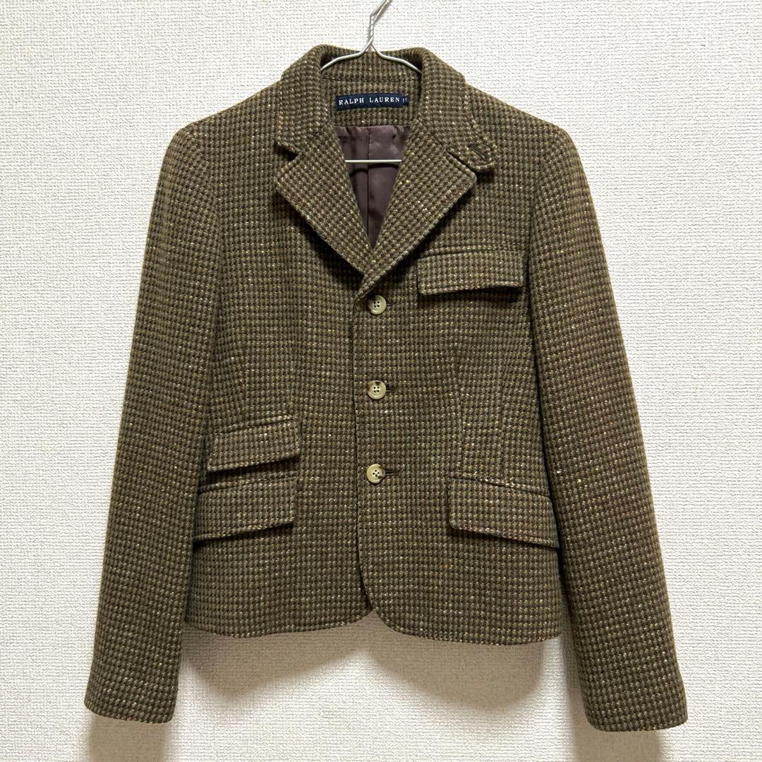 ラルフローレン カシミヤ混 ツイード テーラードジャケット