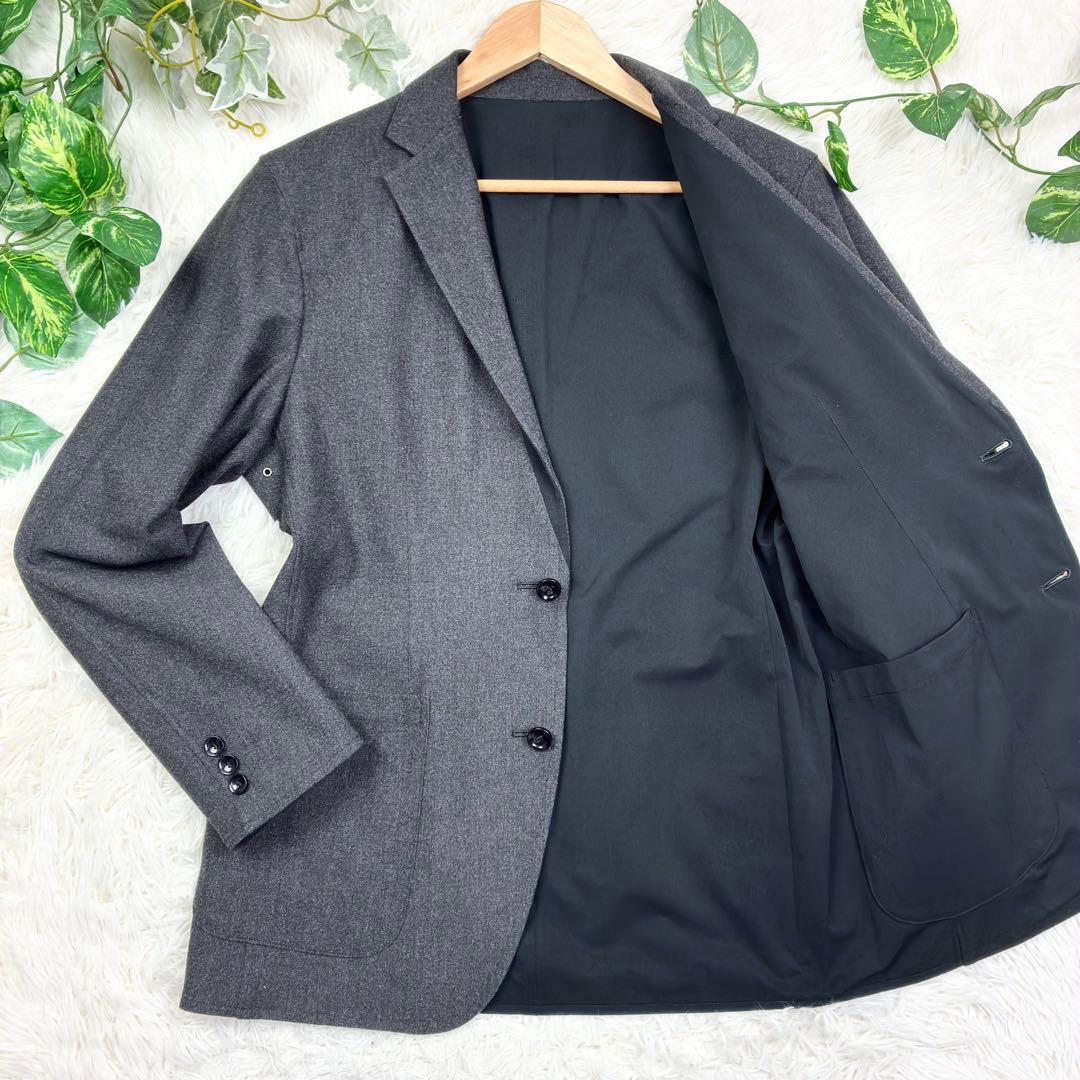 美品　ソフネット　リバーシブル　アンコンジャケット　L　グレー　ブラック