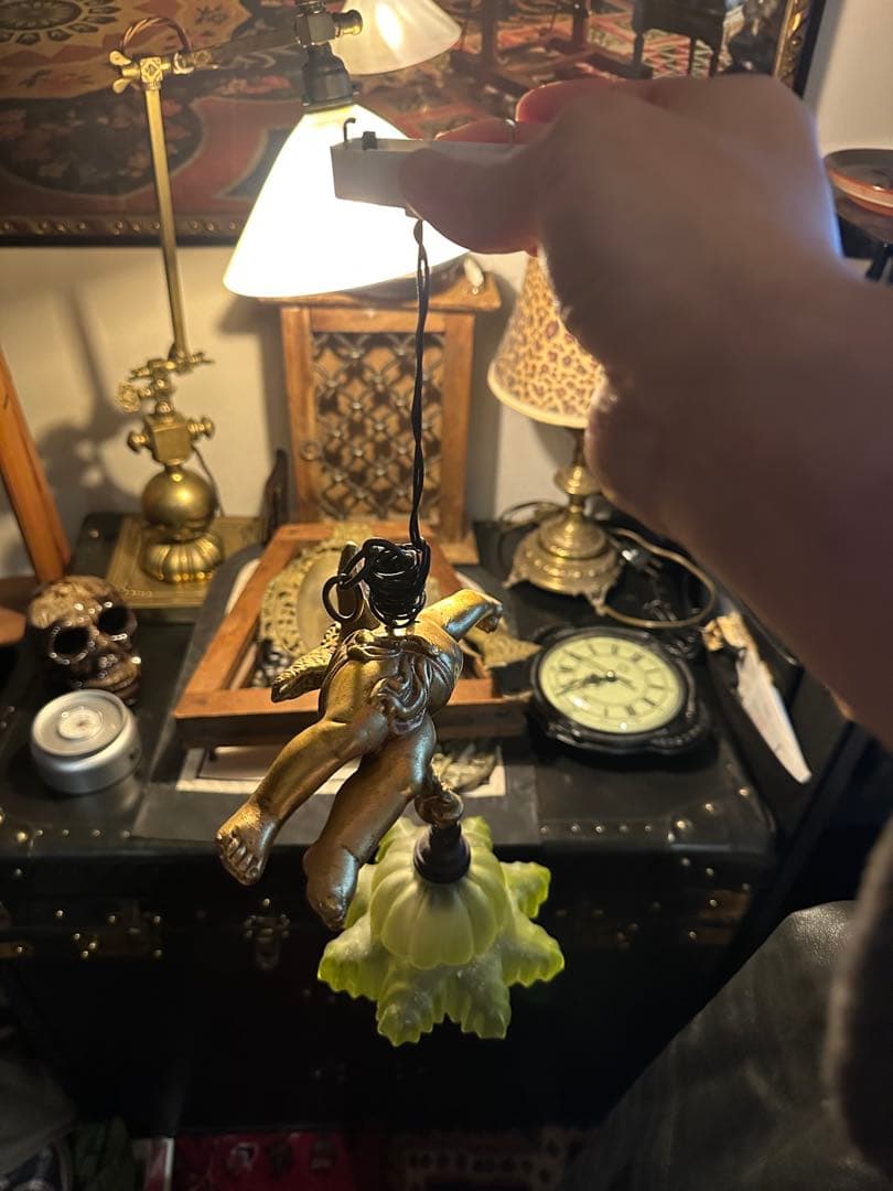 ヴィンテージ 天使のランプ アールヌーボー風　ジャンク