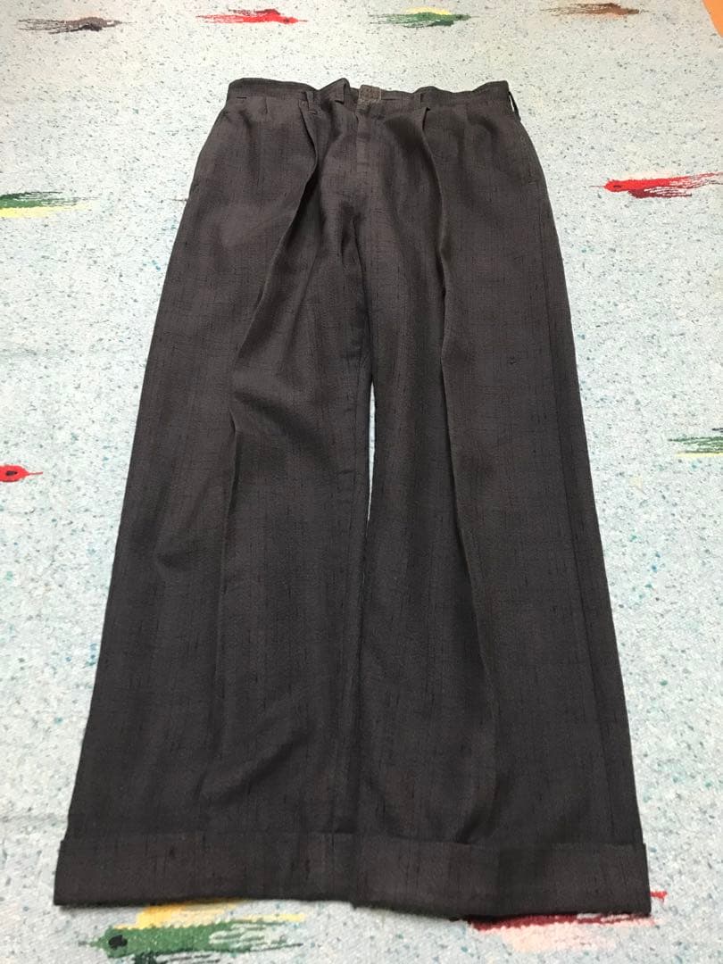 50s スペシャル 絣柄 レーヨン ギャバジン スラックス ブラック 黒 グレー