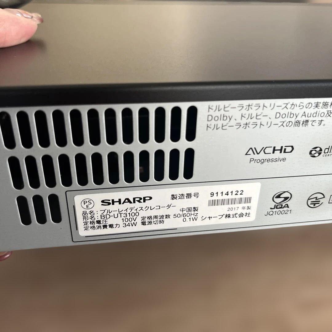 SHARP AQUOS ブルーレイディスクレコーダー　BD-UT3100
