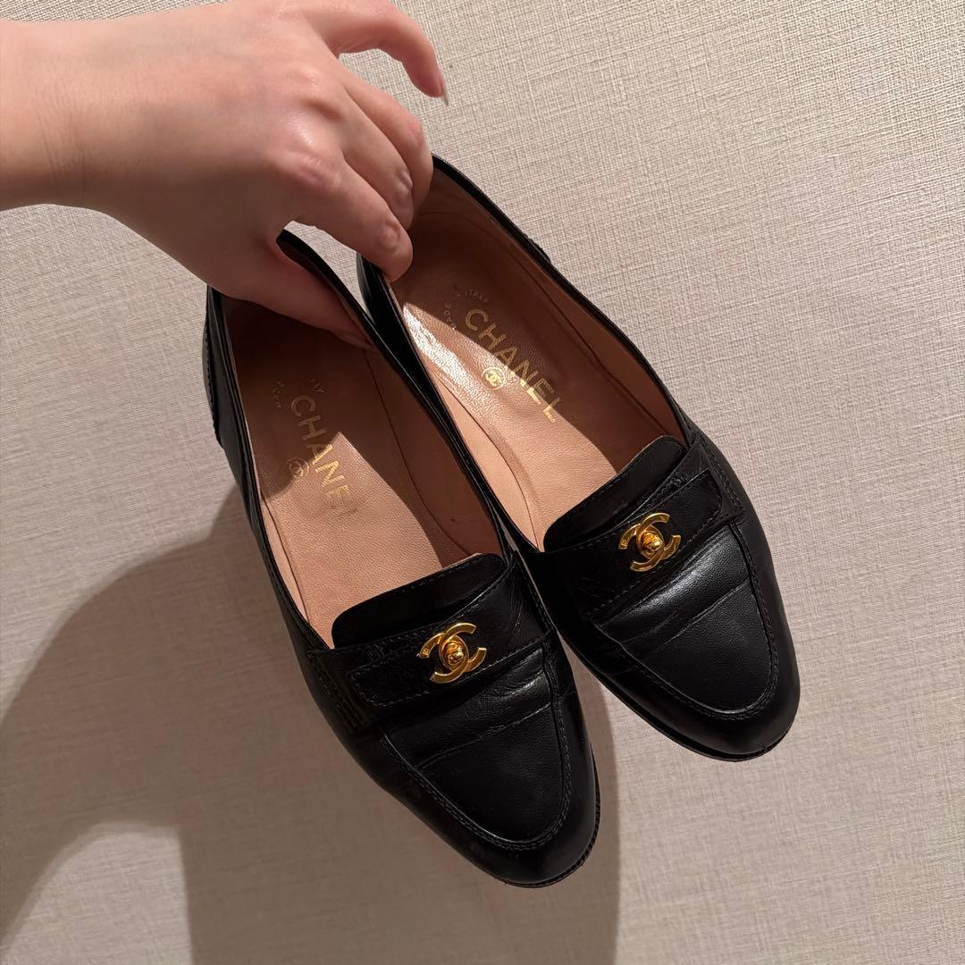 CHANEL ブラック ローファー　37 1/2
