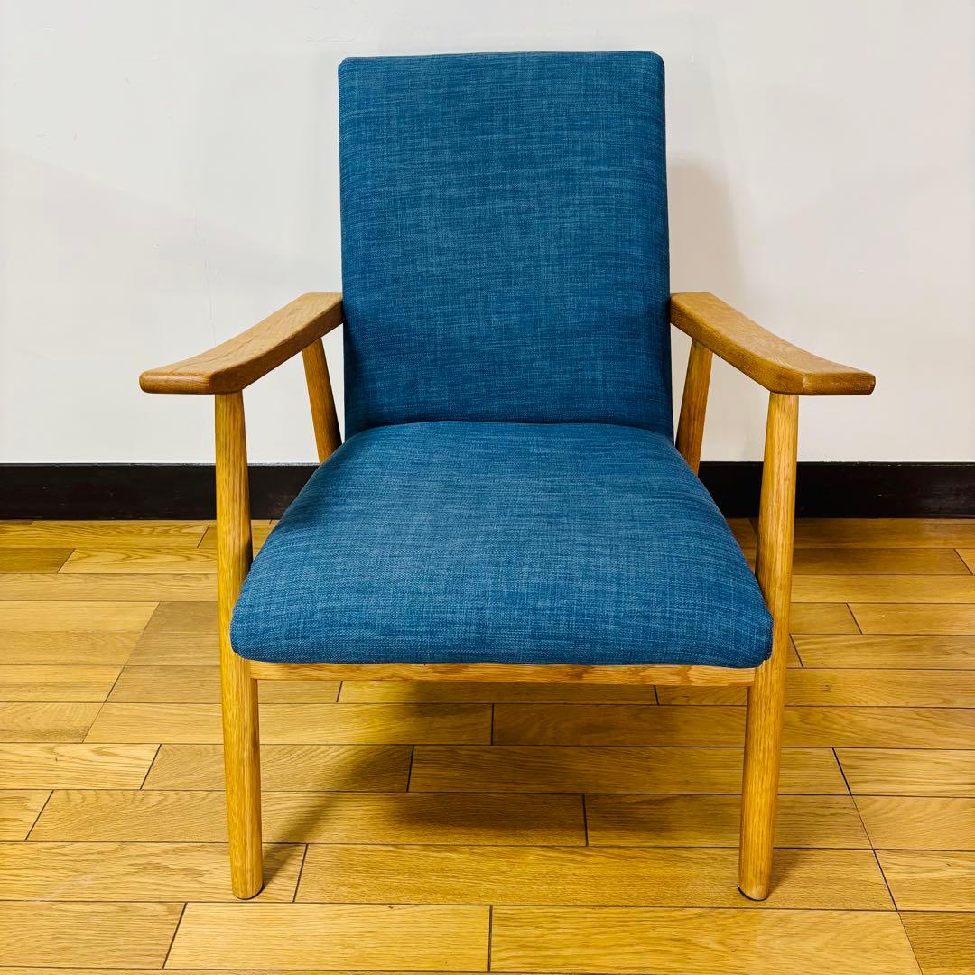 オーク材 ナチュラル モダン アームチェア 1Pソファ ラウンジチェア 北欧