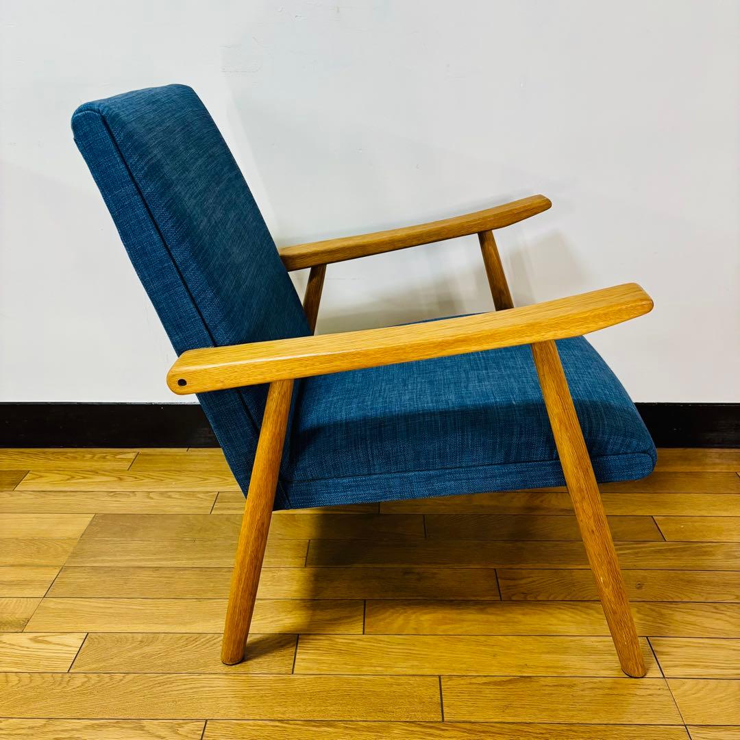 オーク材 ナチュラル モダン アームチェア 1Pソファ ラウンジチェア 北欧
