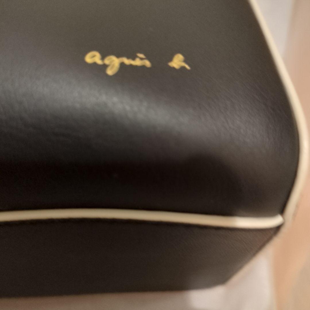 アニエスベー　新品本革¥53,900　ブラック/ホワイト　ショルダーストラップ付