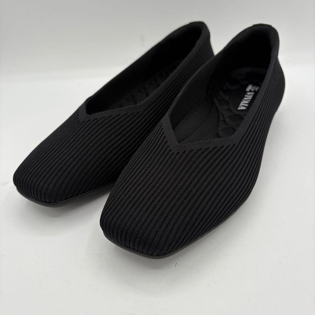 【未使用】ビバイア　【24.5cm】フラットシューズ　スクエア　Vカットブラック