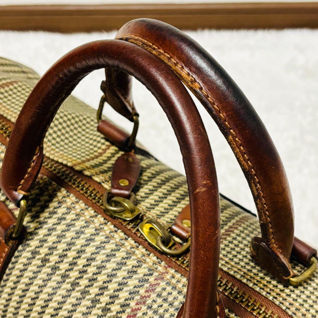 希少 ポロ ラルフローレン レザー ボストンバッグ 千鳥柄 2way 大容量