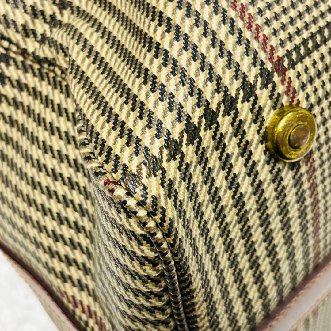 希少 ポロ ラルフローレン レザー ボストンバッグ 千鳥柄 2way 大容量