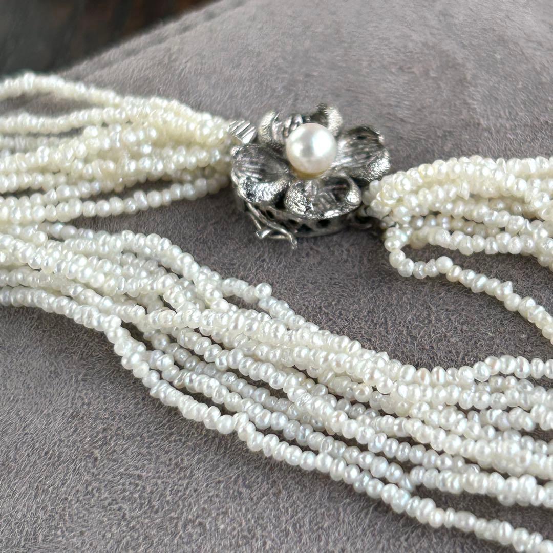 あこや本真珠　極芥子10連ロングネックレス　　砂芥子