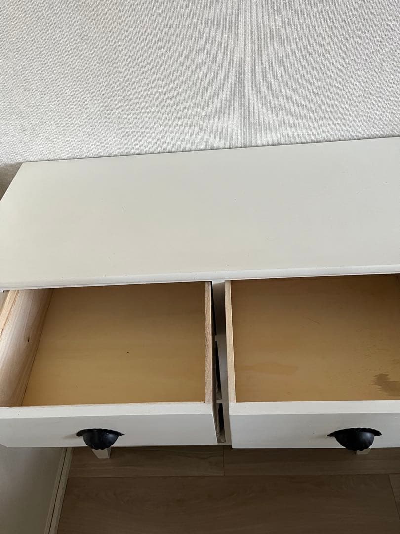 天然木 チェスト　籐バスケット