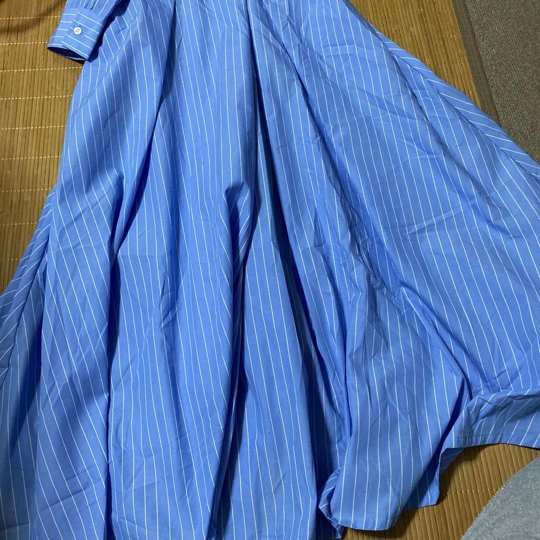 青と白のストライプ ワンピース