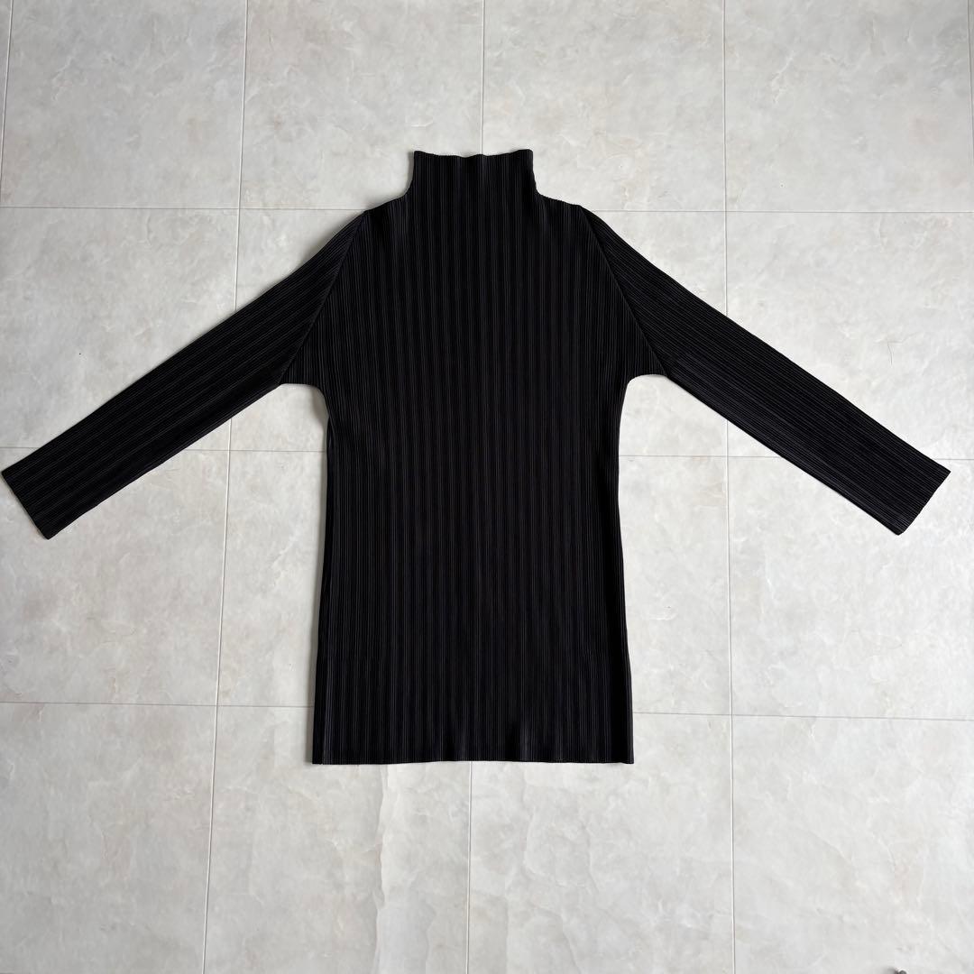 PLEATS PLEASE タートルネック長袖プリーツカットソー 黒3
