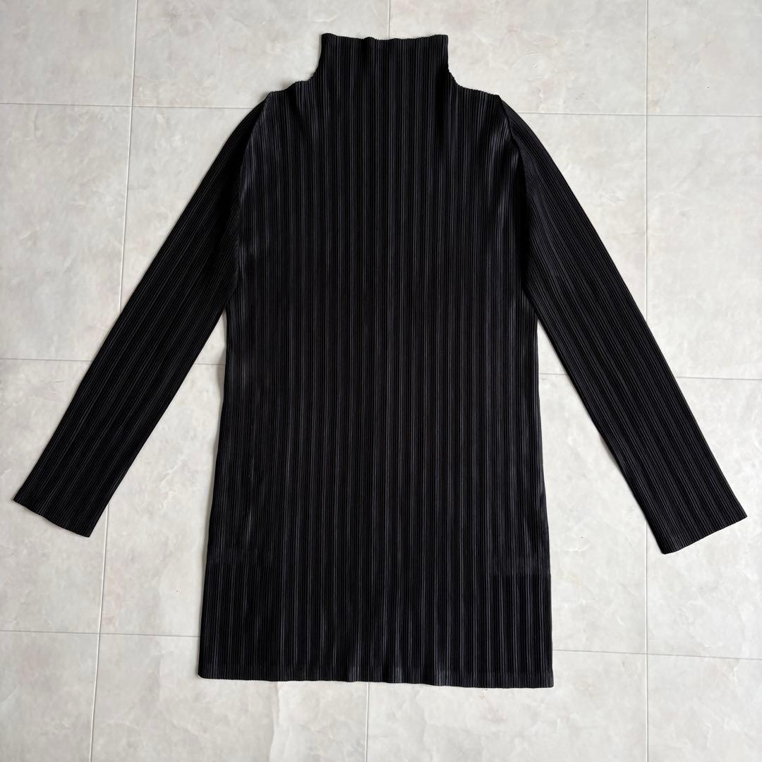 PLEATS PLEASE タートルネック長袖プリーツカットソー 黒3