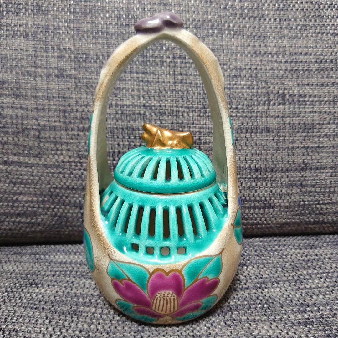 京焼　香炉　金彩の装飾　金粉椿