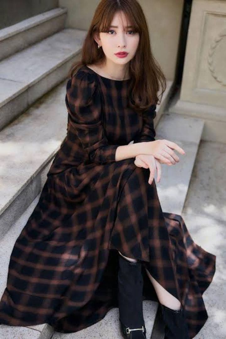 l*読様 Roanne Over Check Dress【Mサイズ】