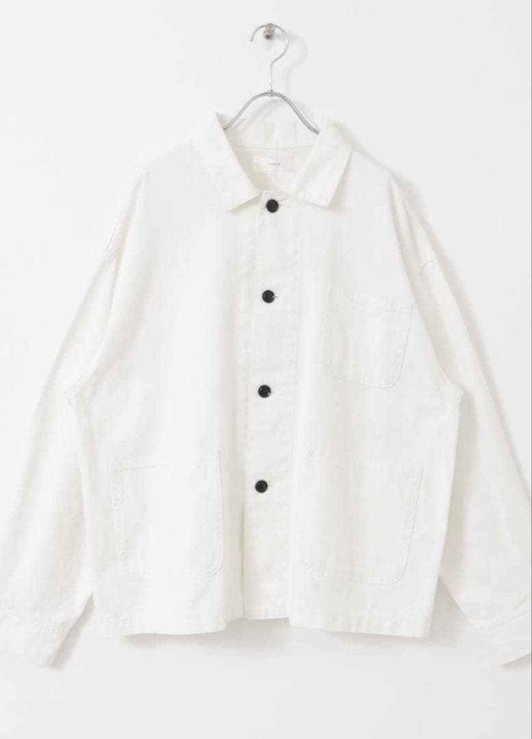 美品　かぐれ　デニムカバーオール　デニムジャケット　ホワイト　サイズ1