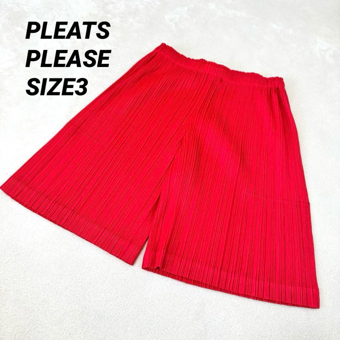 極美品✨PLEATS PLEASE プリーツ　ショートパンツ　レッド　サイズ3