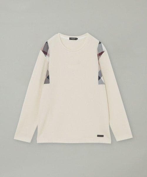 新品 ブラックレーベルクレストブリッジ チェック長袖ニットカットソー白セーターL