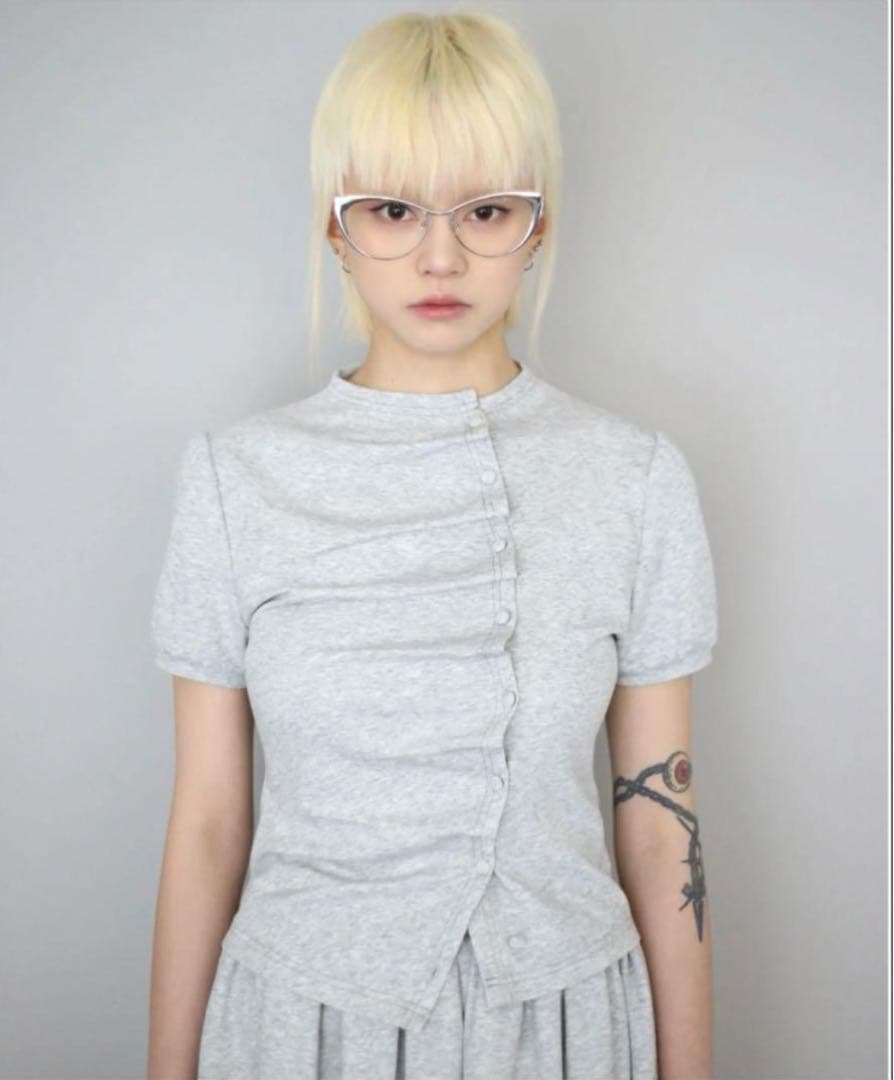 トップス tieme button up T-shirt-GRAY