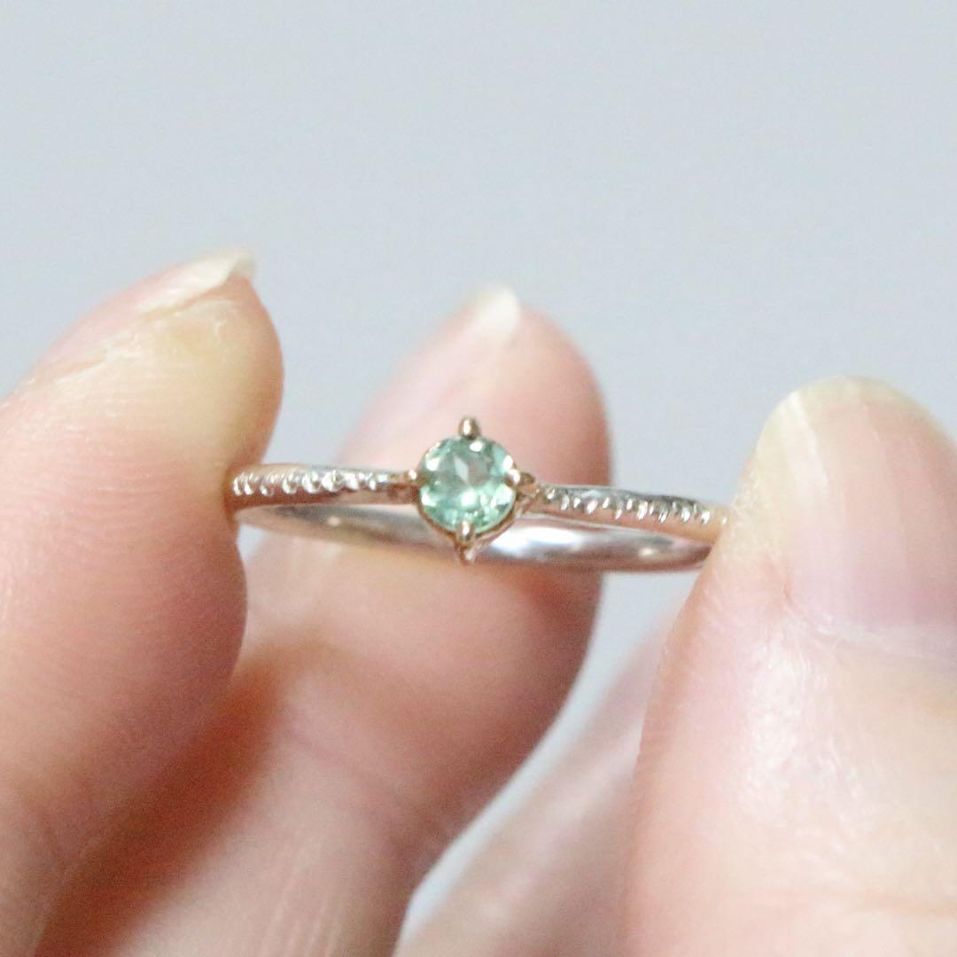 強蛍光！希少なバナジウムクリソベリル！K10枠と小ワッカのシルバーリング約10号