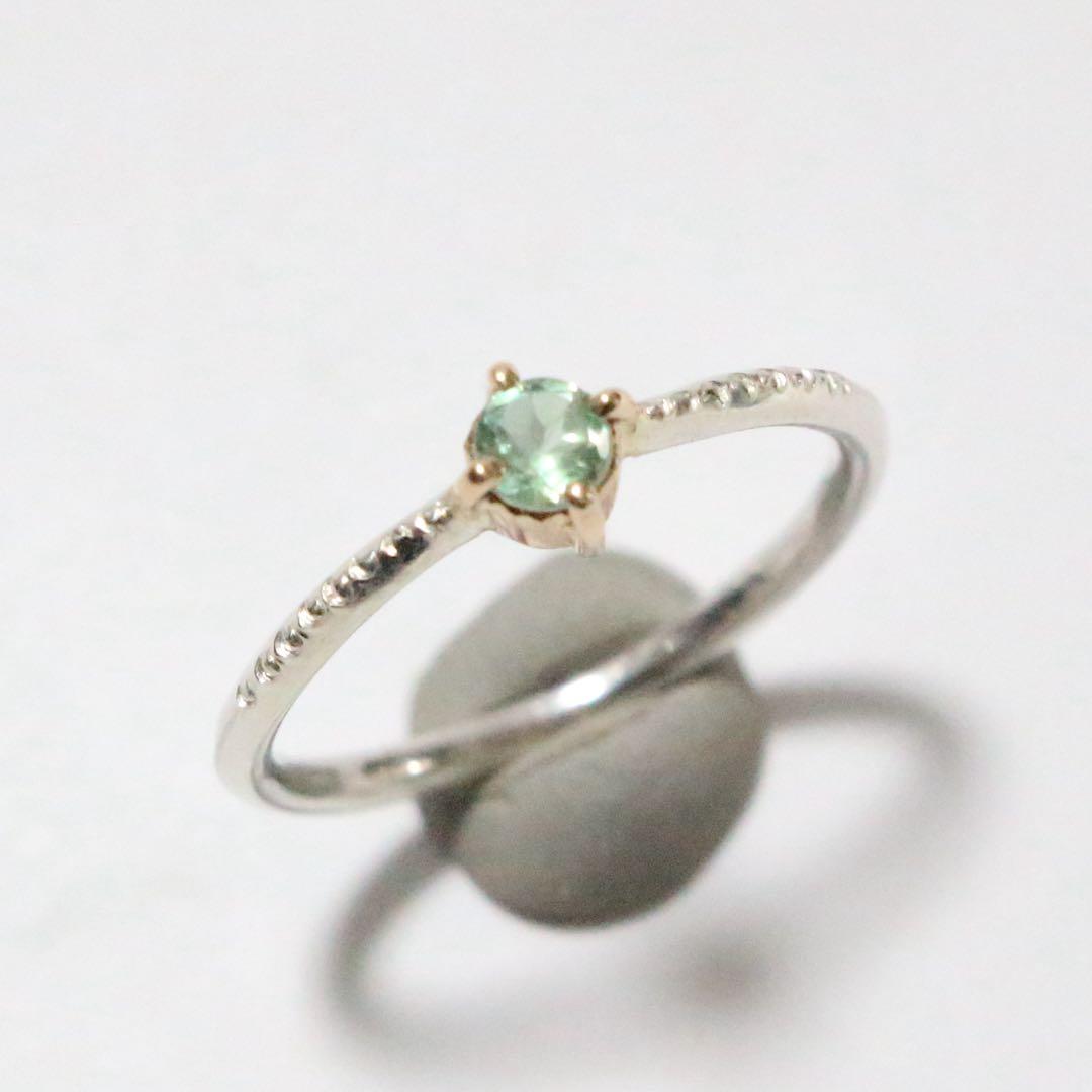 強蛍光！希少なバナジウムクリソベリル！K10枠と小ワッカのシルバーリング約10号