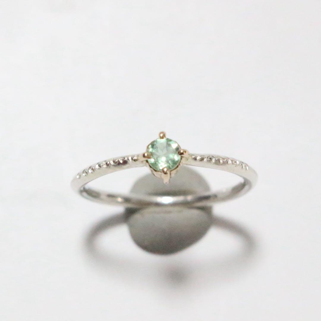 強蛍光！希少なバナジウムクリソベリル！K10枠と小ワッカのシルバーリング約10号