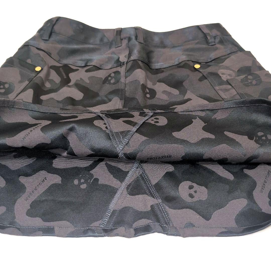 超美品 MARK & LONA マーク＆ロナ カモフラ柄 スカート スカル L
