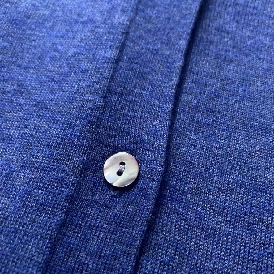 【Kari】ミズイロインド　ニットスタンドカラーシャツワンピース ブルー