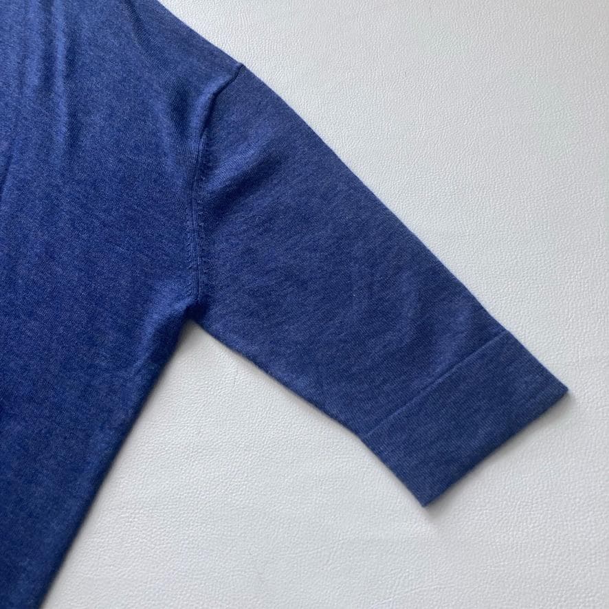 【Kari】ミズイロインド　ニットスタンドカラーシャツワンピース ブルー