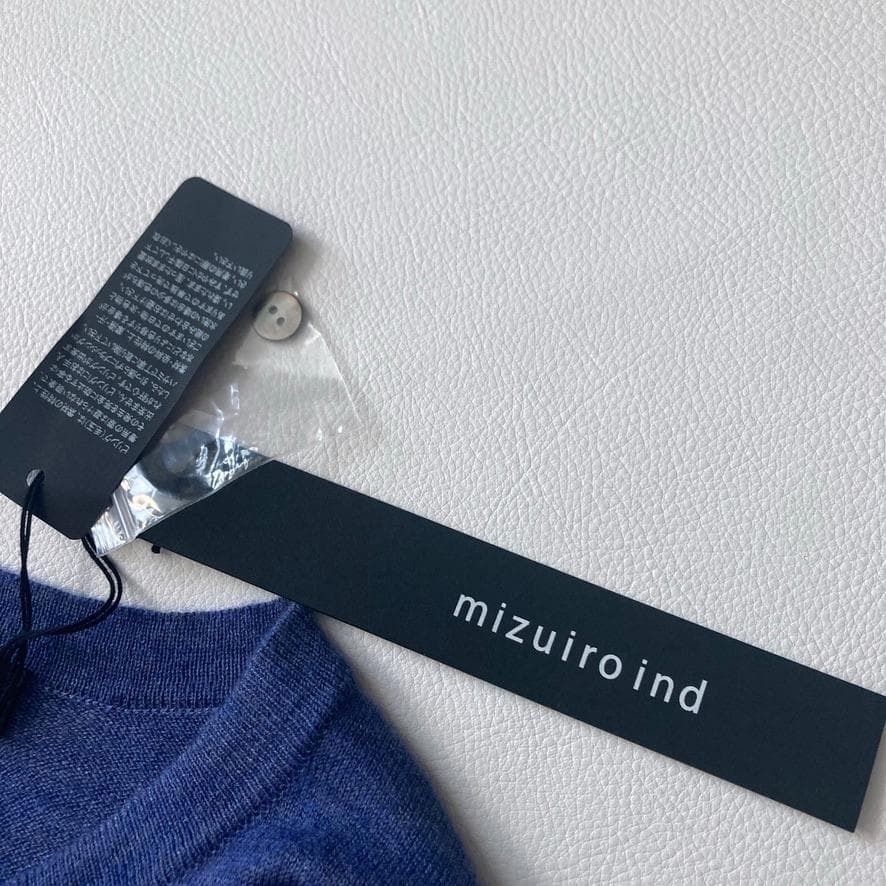 【Kari】ミズイロインド　ニットスタンドカラーシャツワンピース ブルー