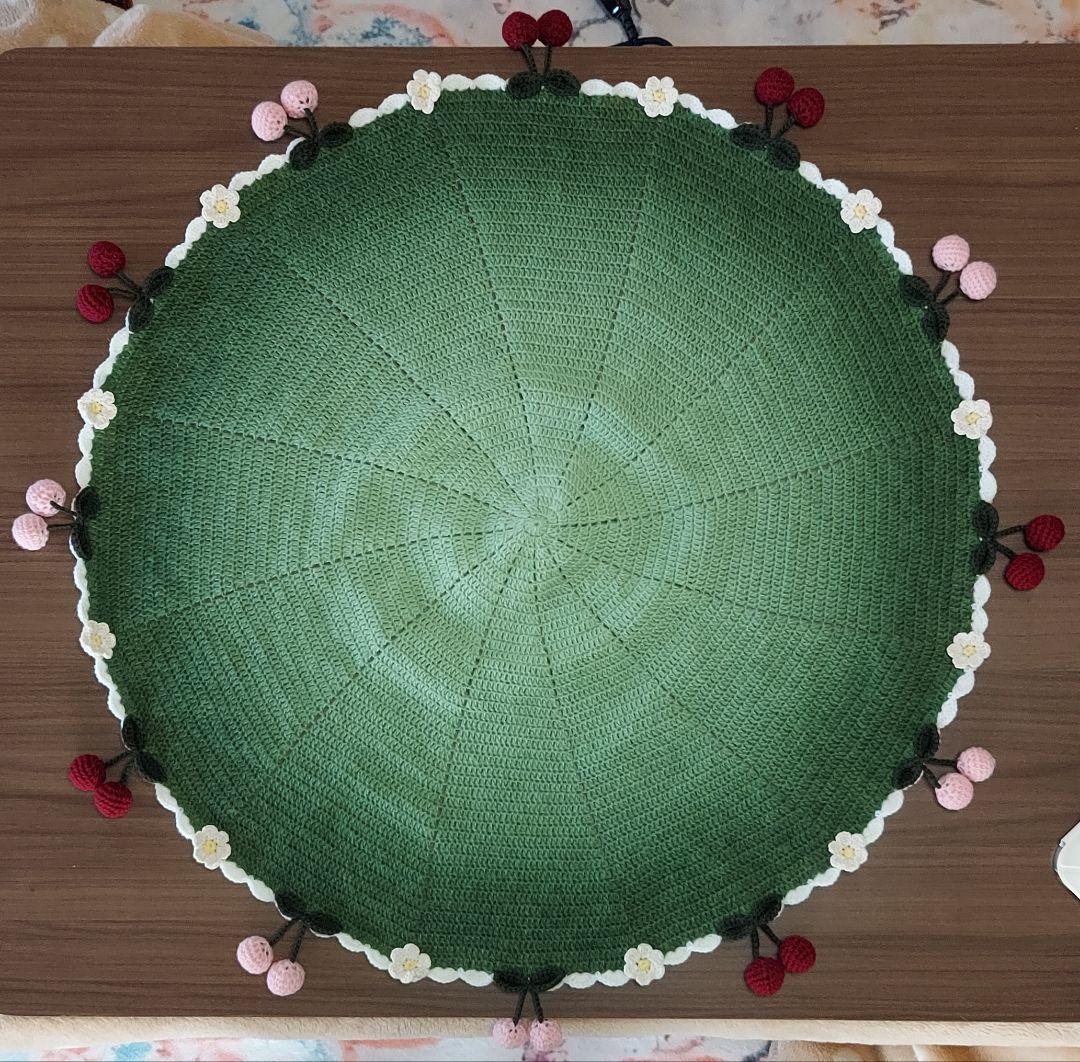 編み物 ブランケット さくらんぼ