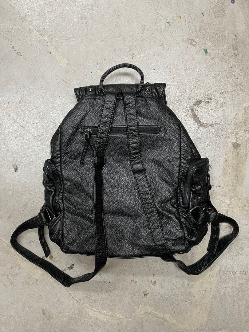 00s パラシュート　レザーリュック　y2k パンク archive 平成 黒