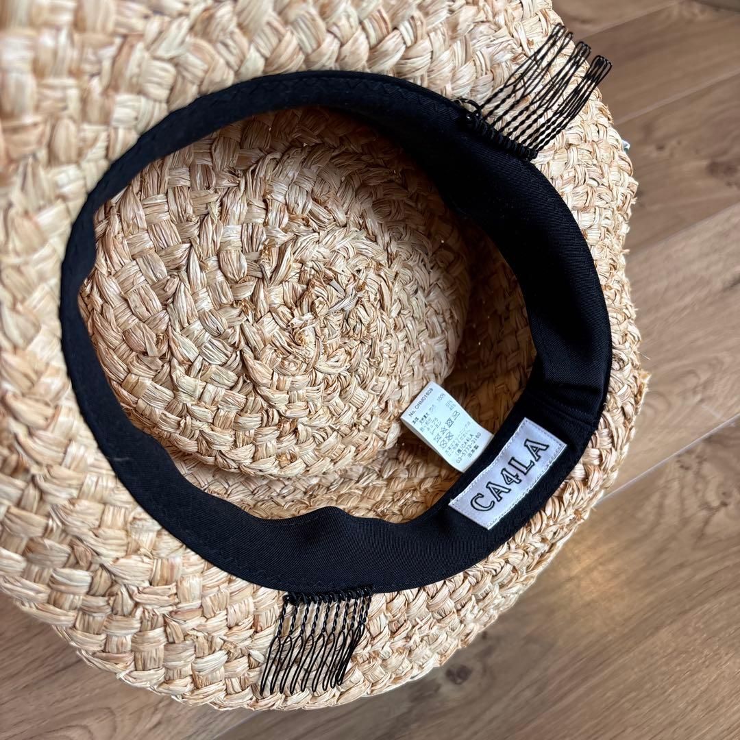 CA4LA 麦わら帽子 花柄リボン