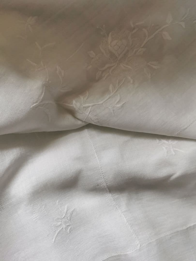 アンティークニードルワーク 昆虫＆薔薇刺繍フィレレース 大判シアークロスカーテン