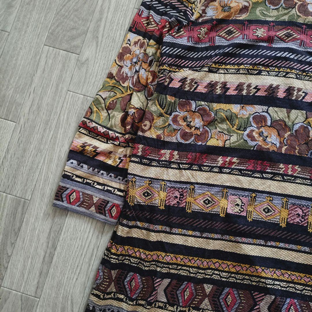 希少 LEONARD モックネック ひざ丈ワンピース ニット 総柄 LL