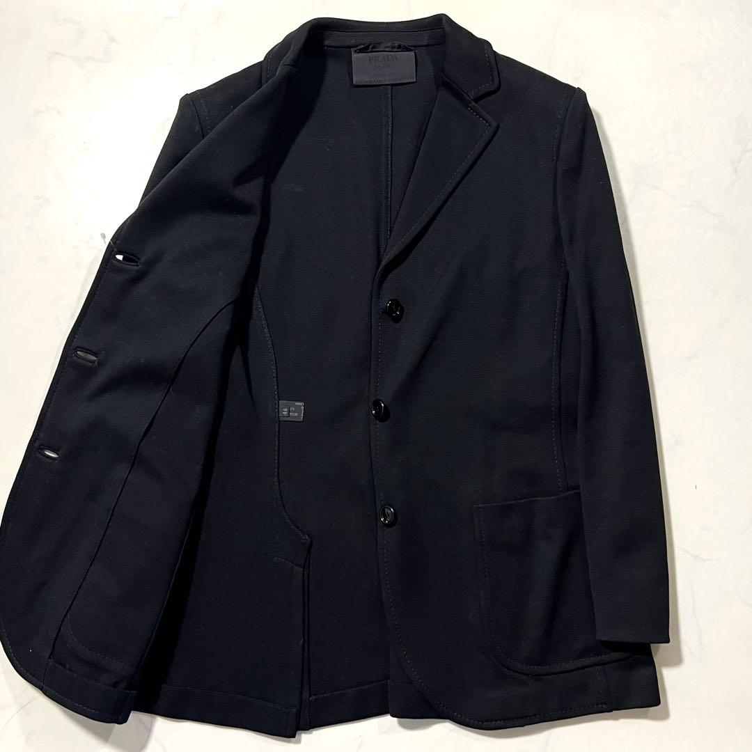 未使用タグ付 PRADA テーラードジャケット 黒 44 2XL ブラック 黒