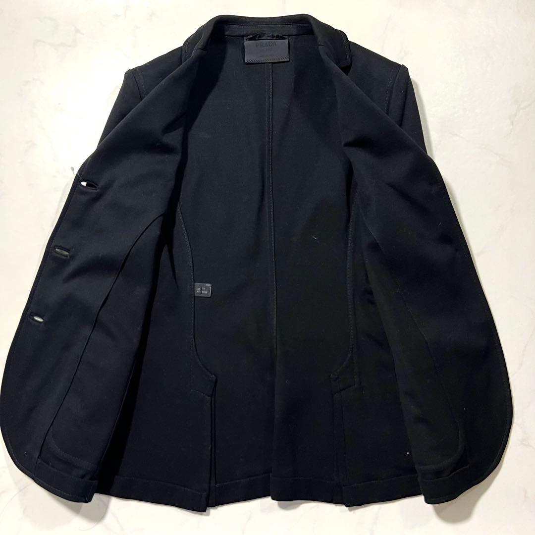 未使用タグ付 PRADA テーラードジャケット 黒 44 2XL ブラック 黒