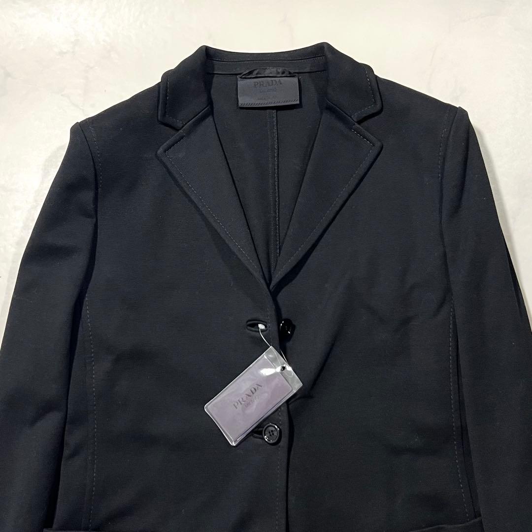 未使用タグ付 PRADA テーラードジャケット 黒 44 2XL ブラック 黒