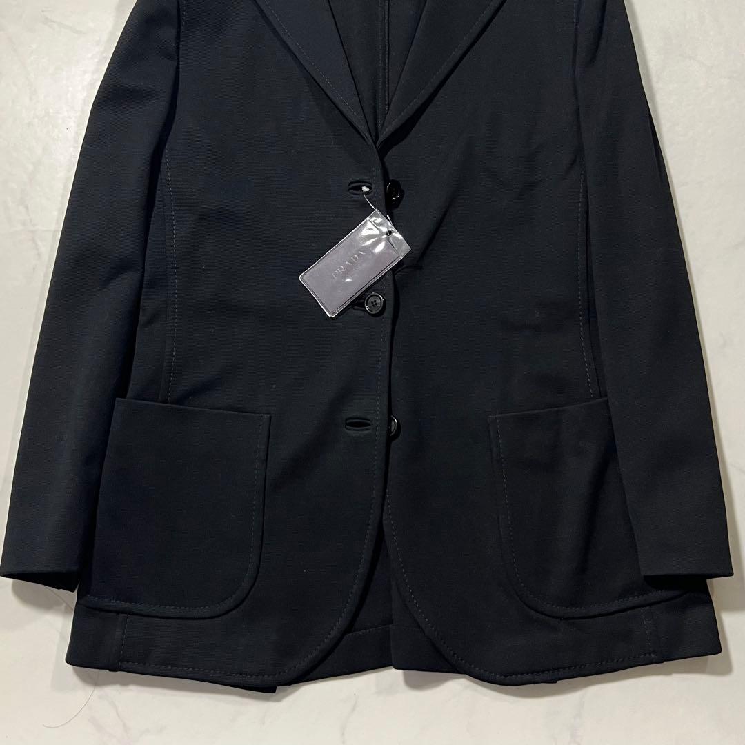 未使用タグ付 PRADA テーラードジャケット 黒 44 2XL ブラック 黒