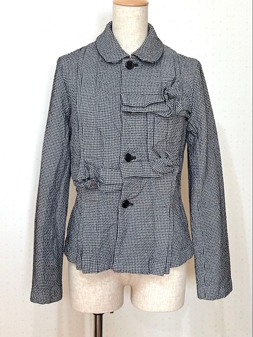 こ*ぎ様 コムデギャルソン コムコム 千鳥格子 丸襟 ジャケット サイズS AD