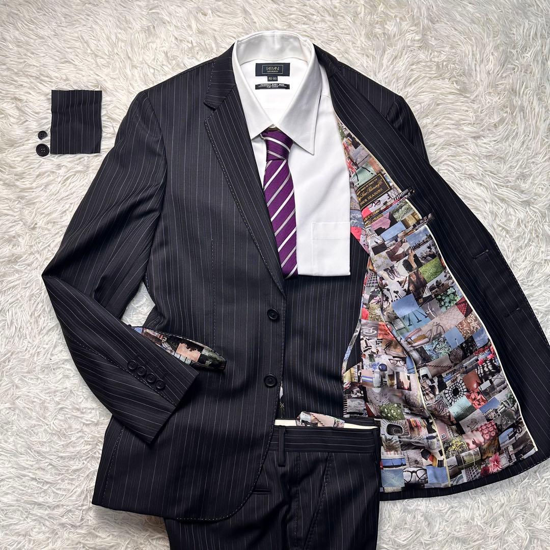 専用 未使用級 ポールスミス 風景柄×ロロピ 青ステッチ セットアップ 光沢 S