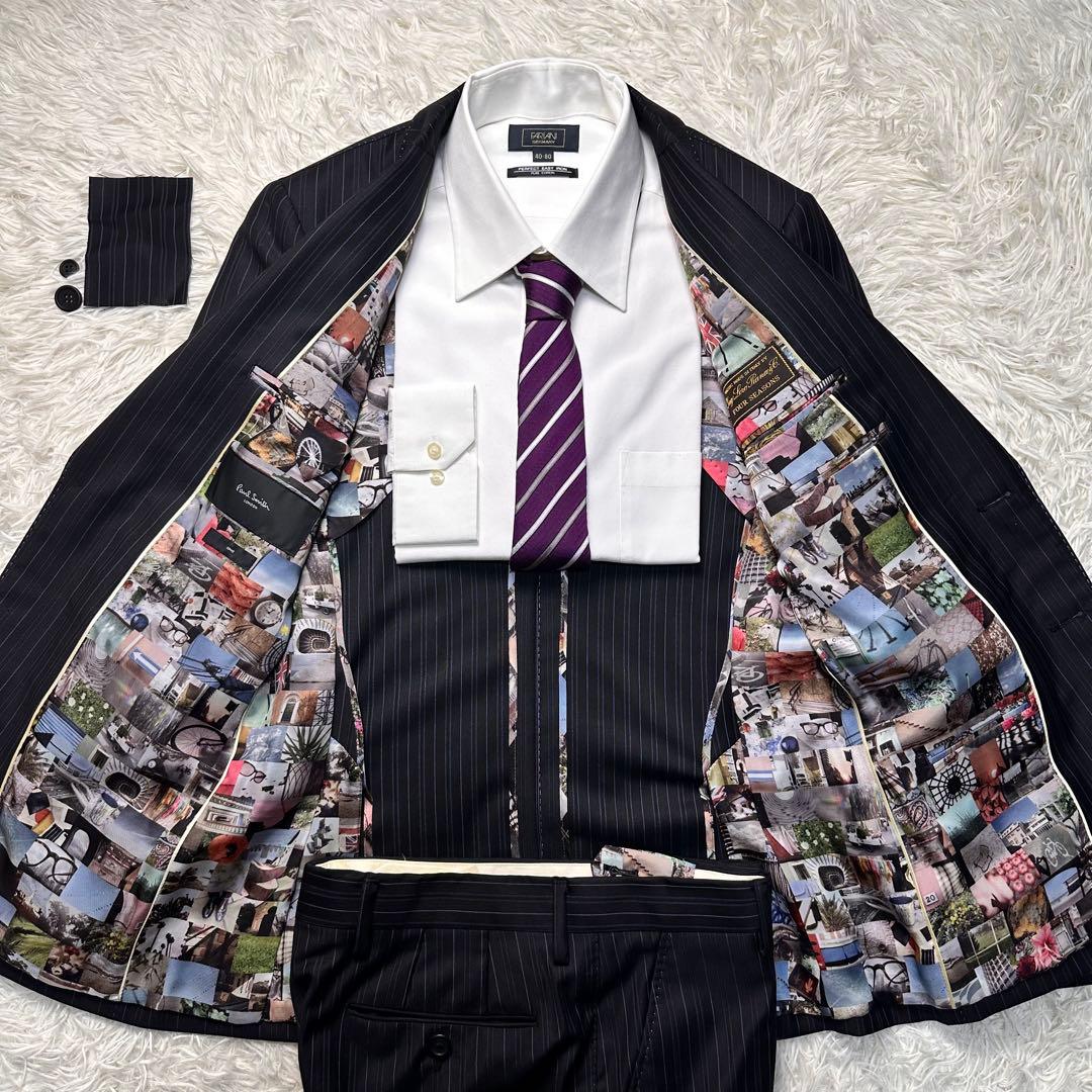 専用 未使用級 ポールスミス 風景柄×ロロピ 青ステッチ セットアップ 光沢 S