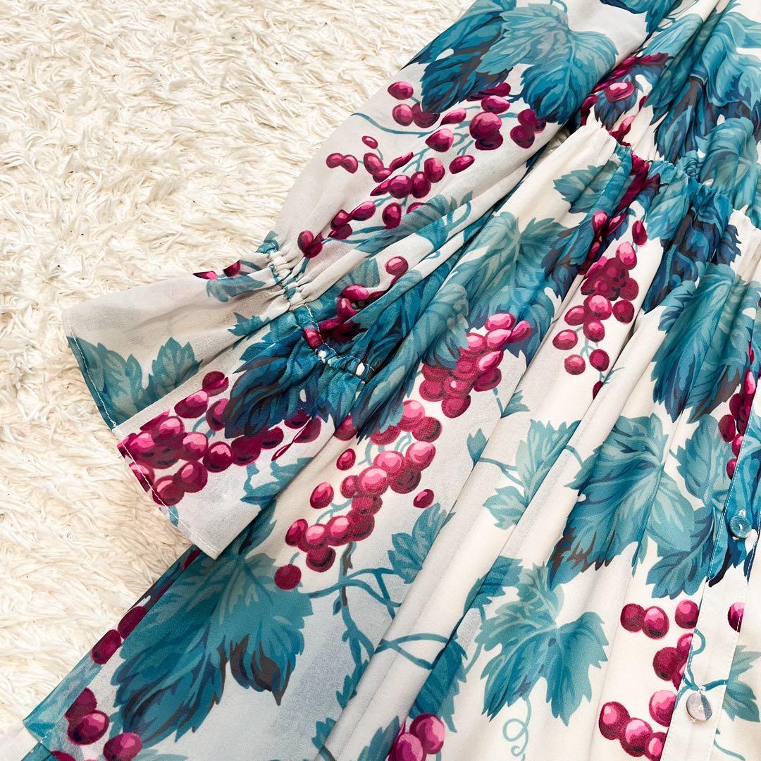 専用グレースコンチネンタル グレーププリントティアードワンピース ぶどう柄　38