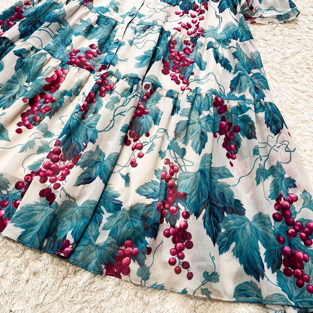 専用グレースコンチネンタル グレーププリントティアードワンピース ぶどう柄　38